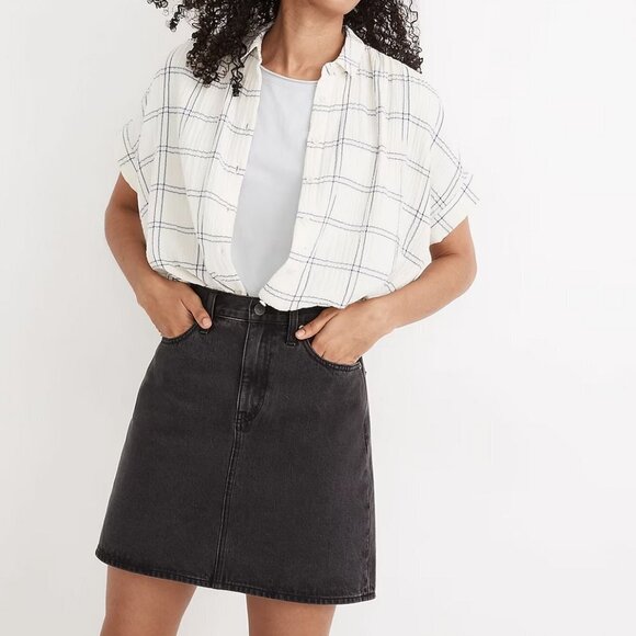 Madewell Rigid Denim A-Line Mini Skirt Grey Berridge Wash 28 - Picture 1 of 10